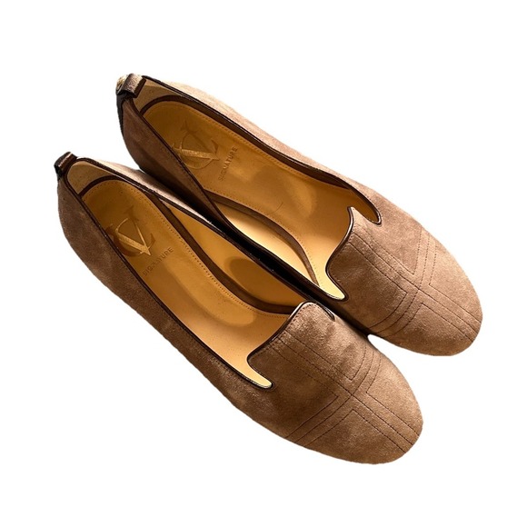 Vero Cuoio Shoes - Vero Cuoio Vc Signature Vi-Nova Taupe Gray Brown Suede Slip On Loafers Size 8.5M